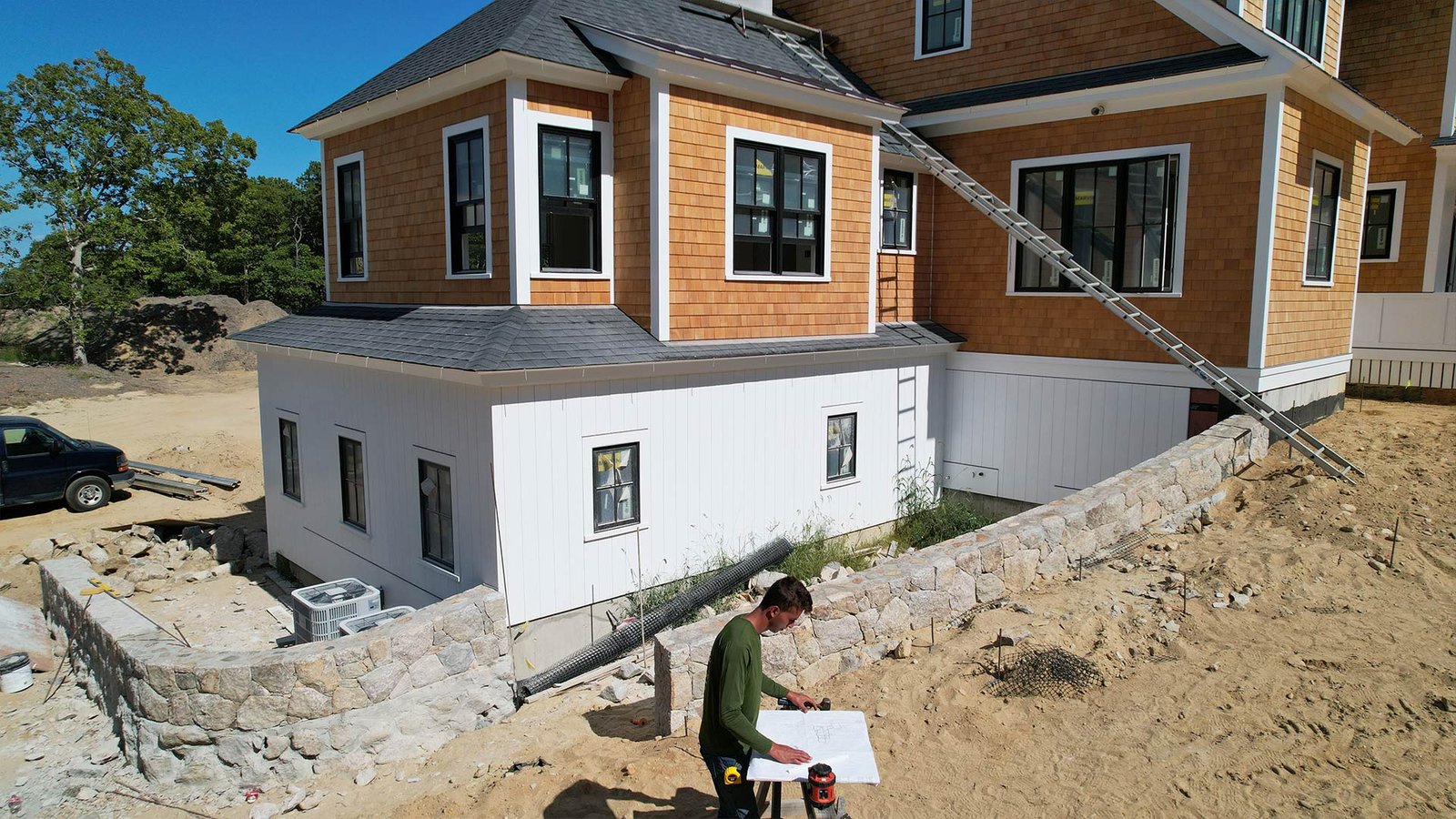 Natural stone masonry installation detail Edgartown Martha's Vineyard