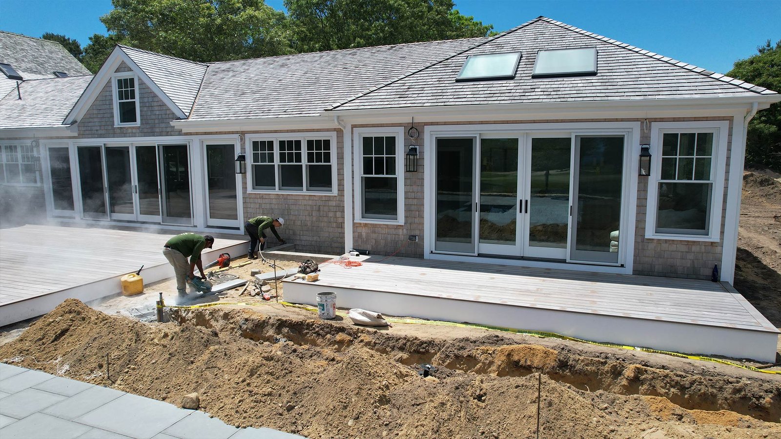 Fieldstone masonry retaining wall Oak Bluffs Martha's Vineyard
