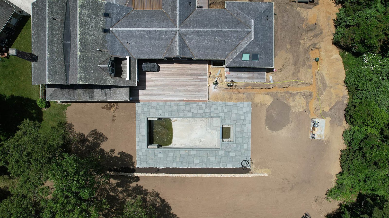 Hardscape installation detail Oak Bluffs estate Martha's Vineyard