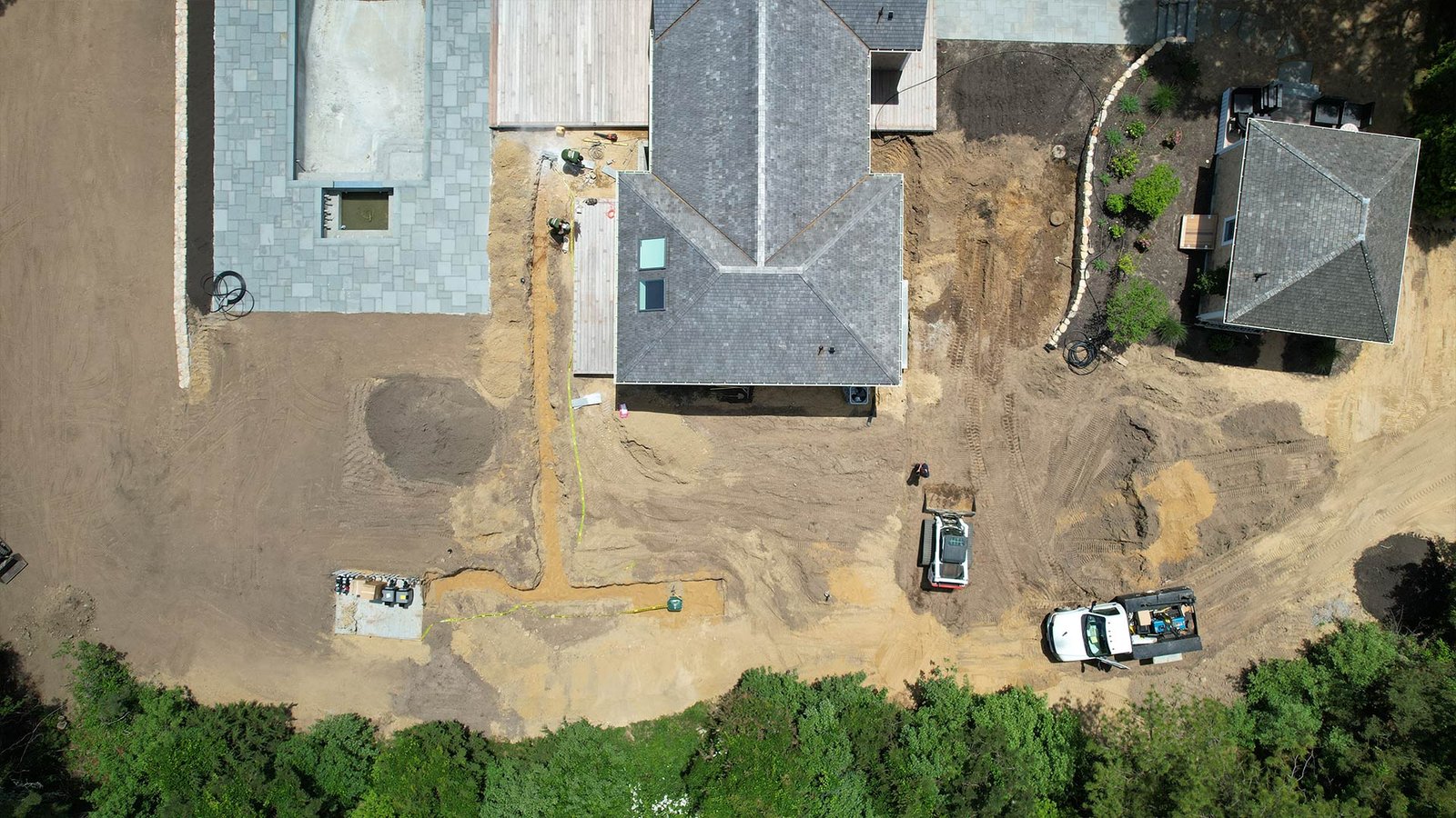 Aerial view irrigation installation Oak Bluffs Martha's Vineyard